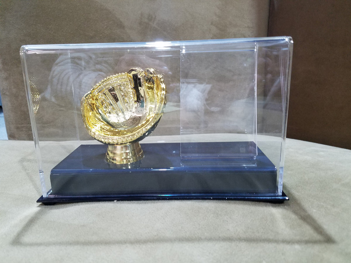 Single Gold Glove Baseball Holder with Card Holder Display Case Roger