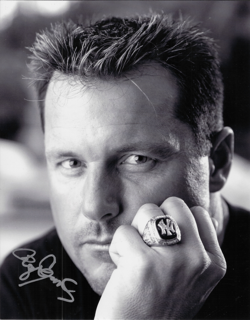 Roger Clemens Headshot w/ World Series Ring Signed